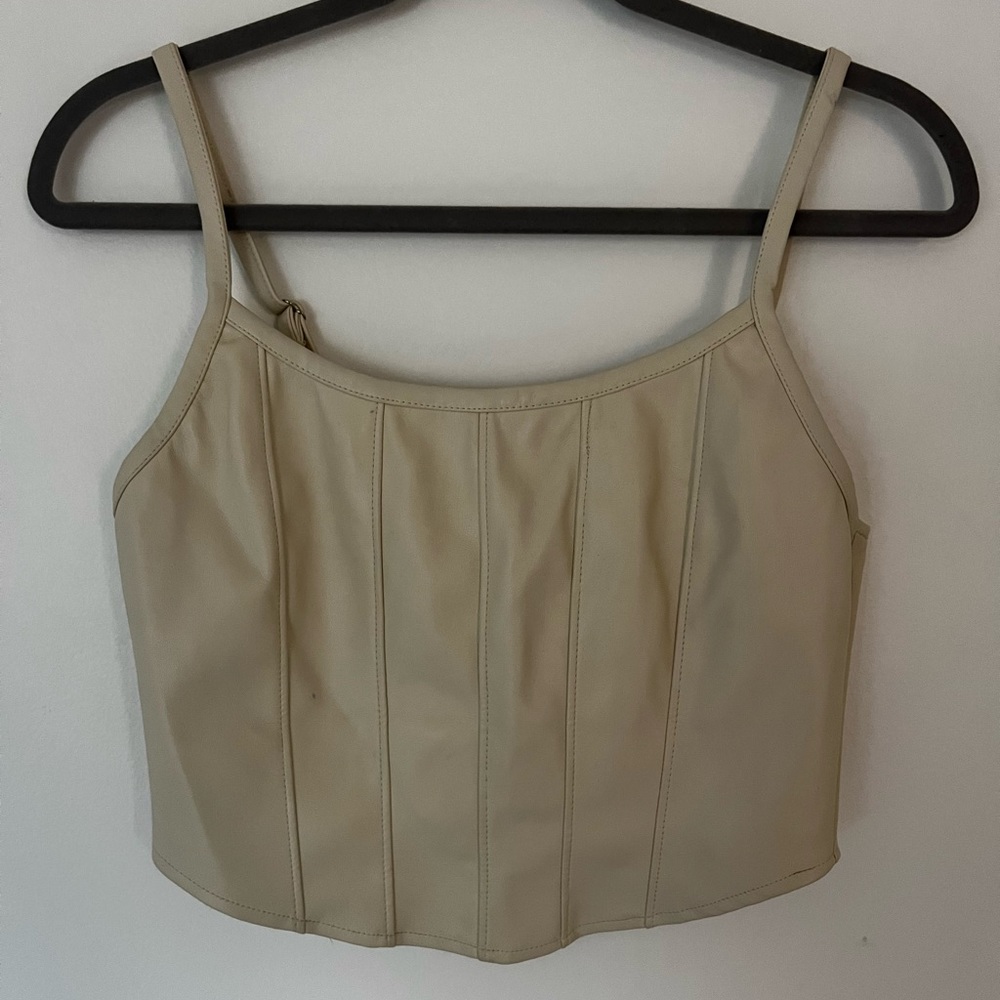 Faux leather white corset top